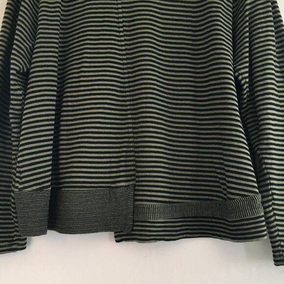 Habitat Sz XL Green Black Striped Artsy Lagenlook Cardigan Jacket Topper Blouse - Picture 7 of 10